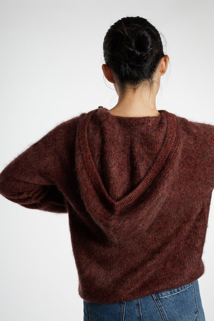 Supersoft Brushed Cashmere Marled Sweater Hoodie  Fibflx