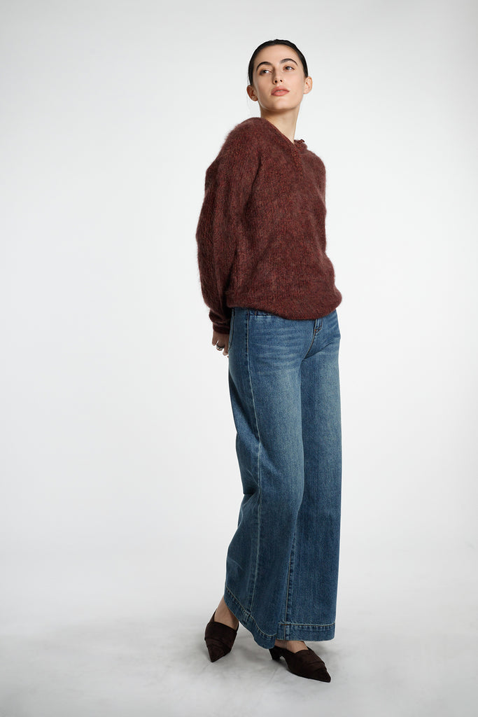 Supersoft Brushed Cashmere Marled Sweater Hoodie  Fibflx