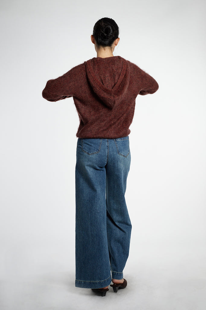 Supersoft Brushed Cashmere Marled Sweater Hoodie  Fibflx