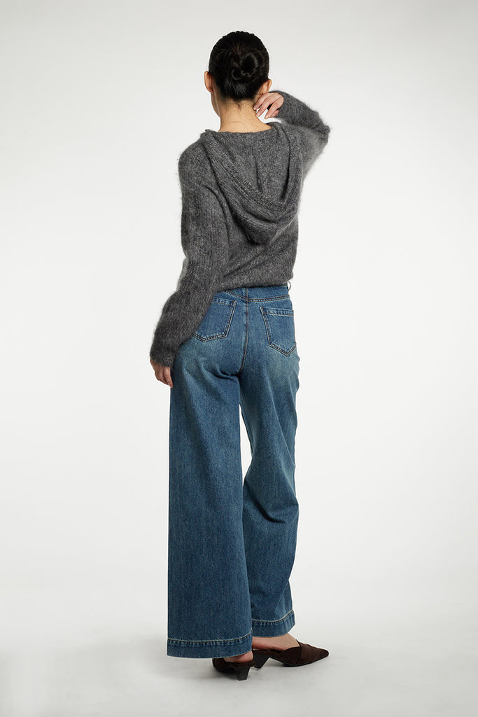 Supersoft Brushed Cashmere Marled Sweater Hoodie  Fibflx