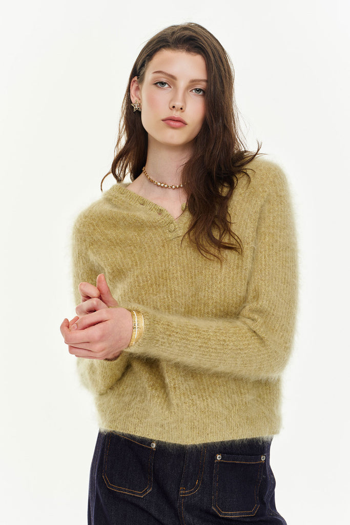 Supersoft Brushed Cashmere Marled Sweater Hoodie  Fibflx