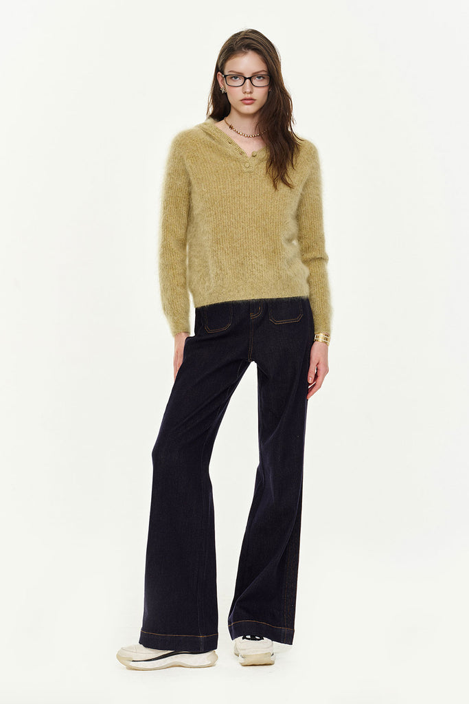 Supersoft Brushed Cashmere Marled Sweater Hoodie  Fibflx