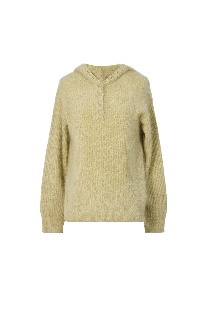 Supersoft Brushed Cashmere Marled Sweater Hoodie  Fibflx