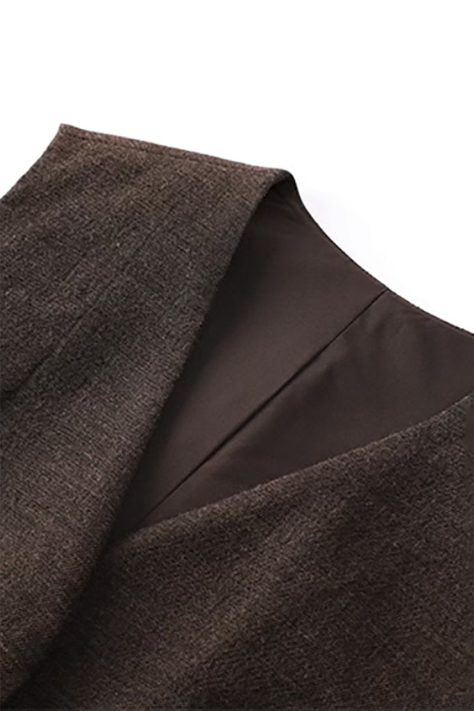 Tailored Cotton-Linen V-Neck Suit Vest  Fibflx