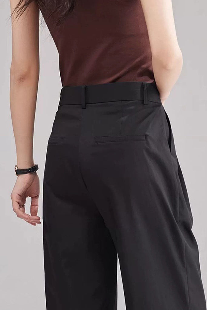 Tailored Cropped Pants with Front Pleats  Fibflx