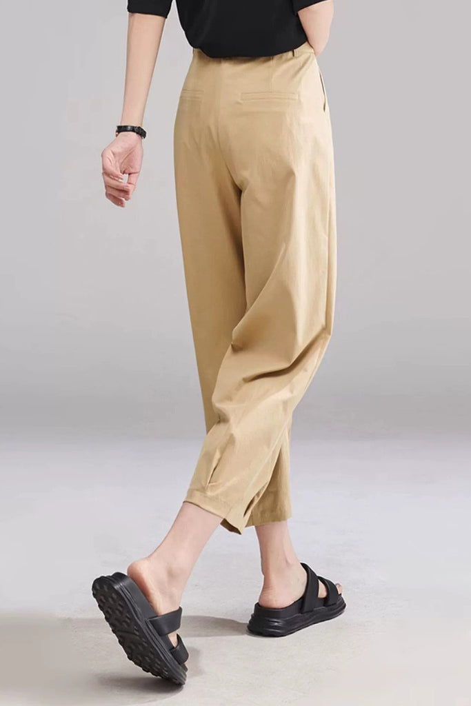 Tailored Cropped Pants with Front Pleats  Fibflx