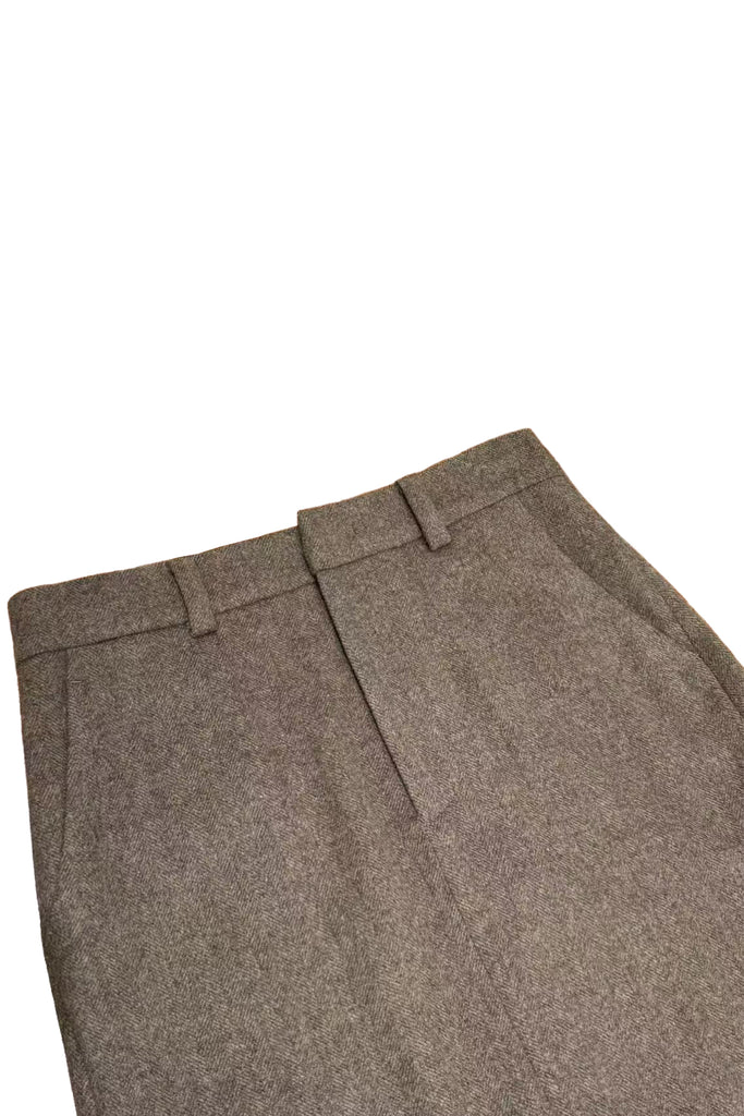 Tailored Herringbone Cashmere-Wool Column Midi Skirt  Fibflx