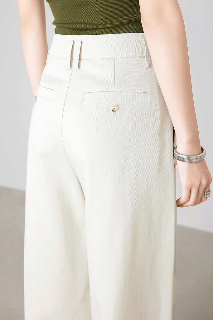 Tailored Wide-Leg Pleated Cropped Pants  Fibflx