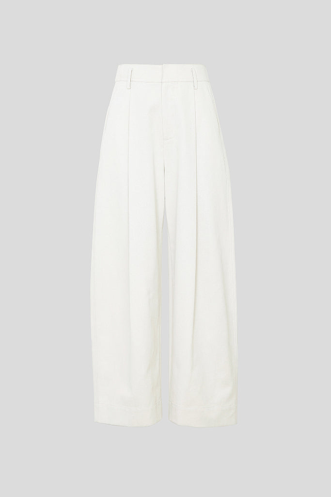 Tailored Wide-Leg Pleated Cropped Pants  Fibflx