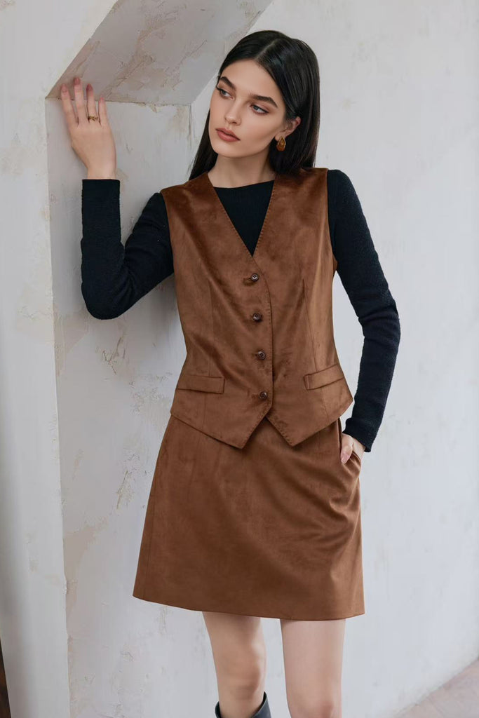 Tailred Suede V-Neck Vest  Fibflx