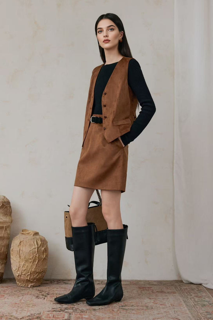 Tailred Suede V-Neck Vest  Fibflx