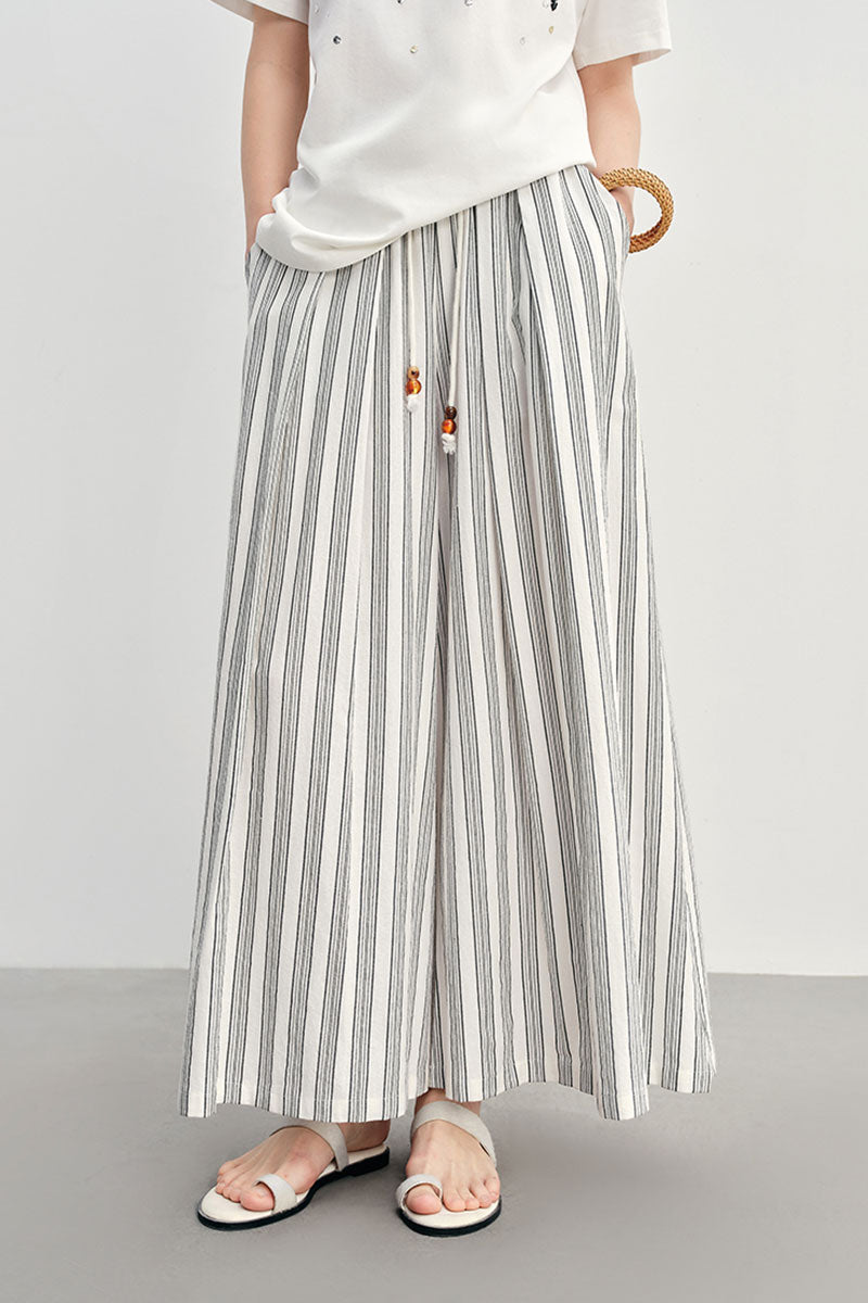 pull-on flare sweater skirt in textured stripe