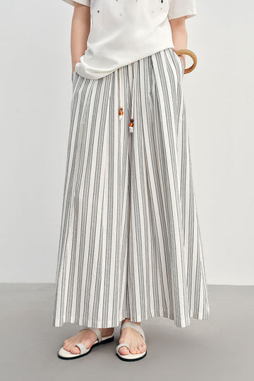 Textured Striped Wide-Leg Palazzo Pants - Fibflx