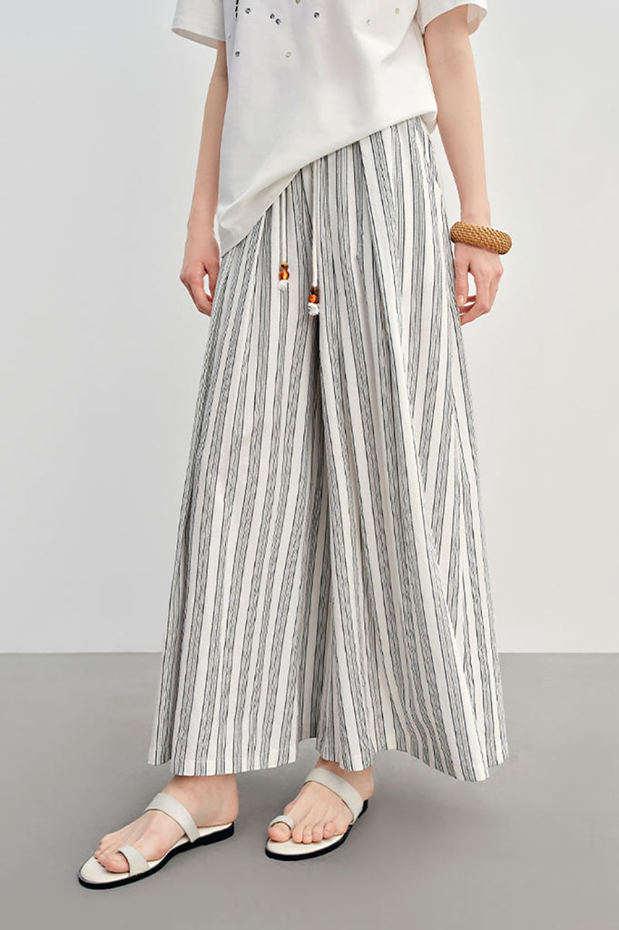 Textured Striped Wide-Leg Palazzo Pants  Fibflx