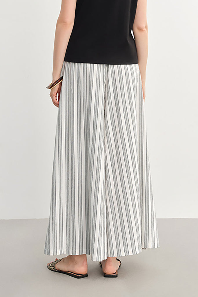 Textured Striped Wide-Leg Palazzo Pants  Fibflx