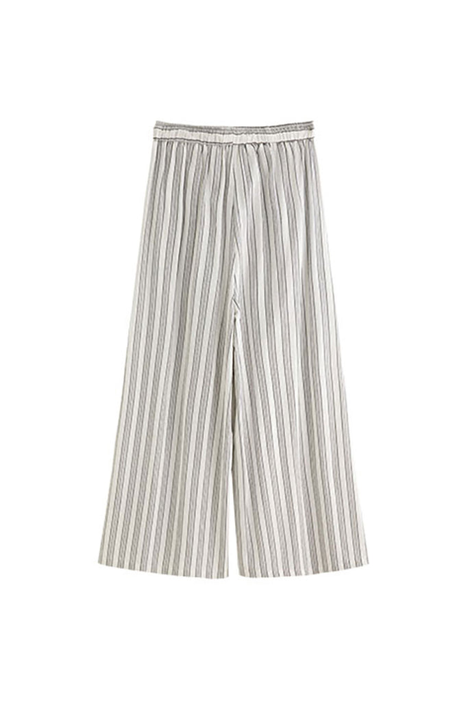 Textured Striped Wide-Leg Palazzo Pants  Fibflx