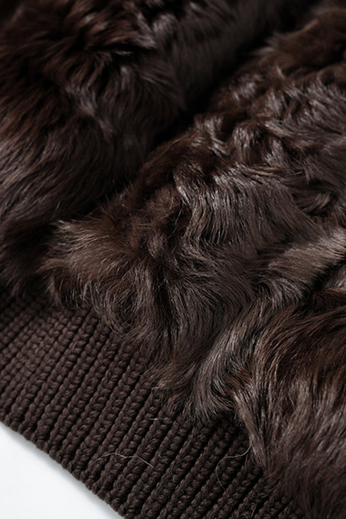 Toscana Shearling Spanish Sheepskin Bomber Jacket with Wool Knit Collar  Fibflx