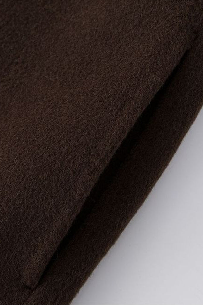Two-Tone Hooded Wool-Cashmere Long Wrap Coat  Fibflx