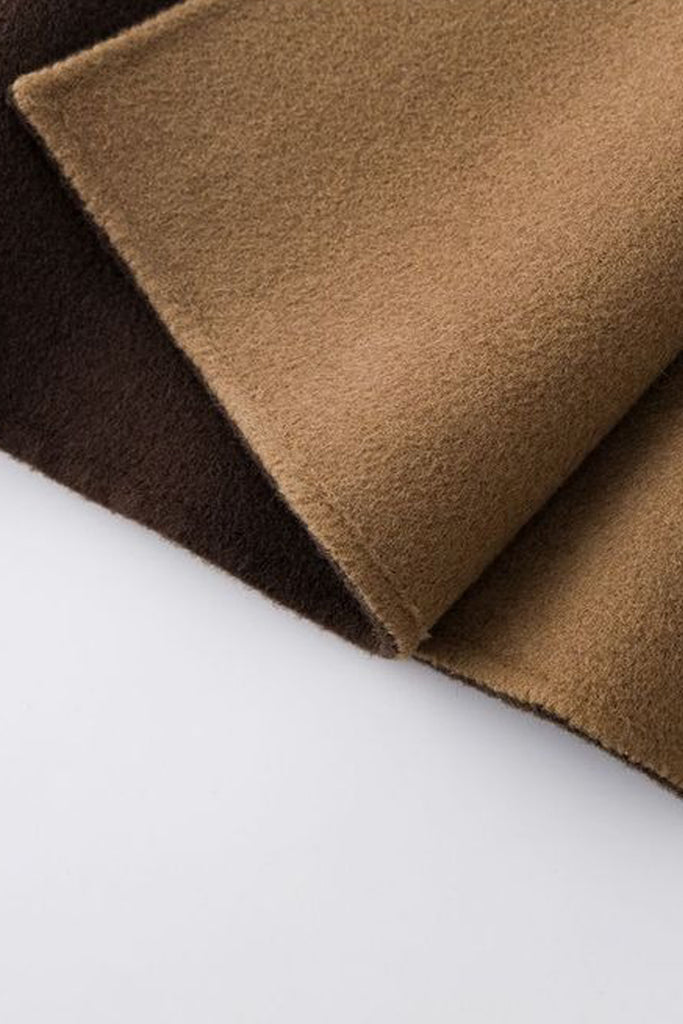 Two-Tone Hooded Wool-Cashmere Long Wrap Coat  Fibflx