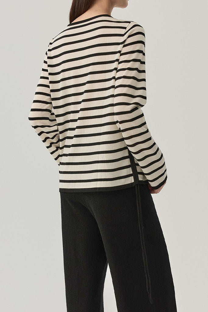 Ultra-Fine Merino Wool Striped Pullover Sweater  Fibflx