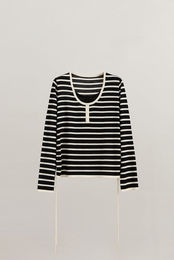 Ultra-Fine Merino Wool Striped Pullover Sweater White N Black Stripes / L Fibflx