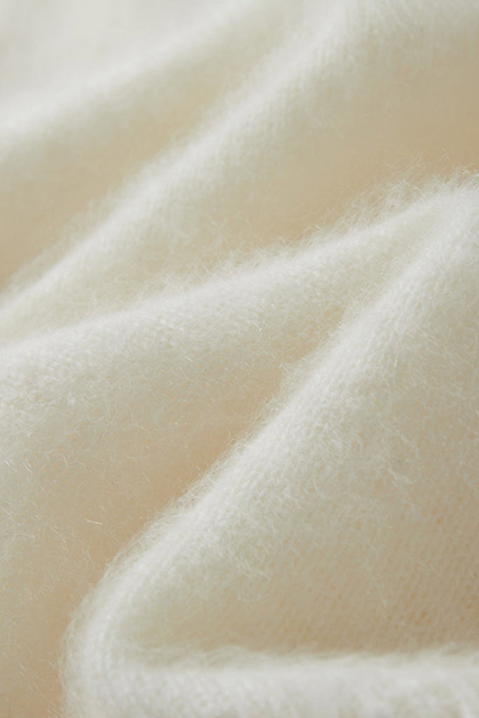 Ultrafine Brushed Cashmere Crewneck Cardigan  Fibflx