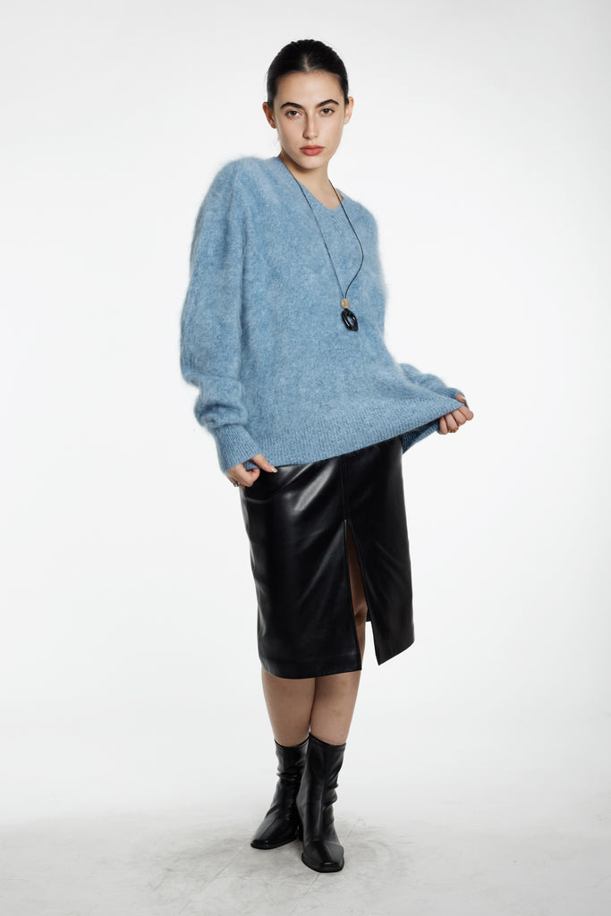 Ultrafine Brushed Cashmere V-Neck Sweater  Fibflx