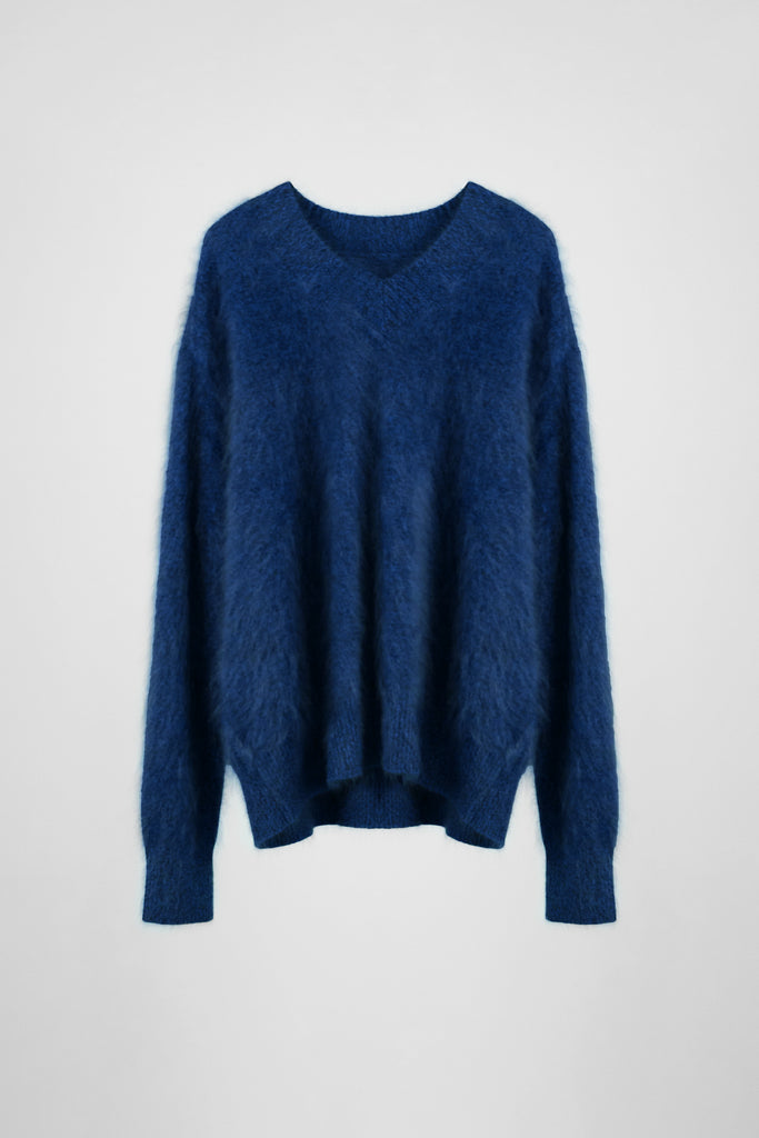 Ultrafine Brushed Cashmere V-Neck Sweater  Fibflx