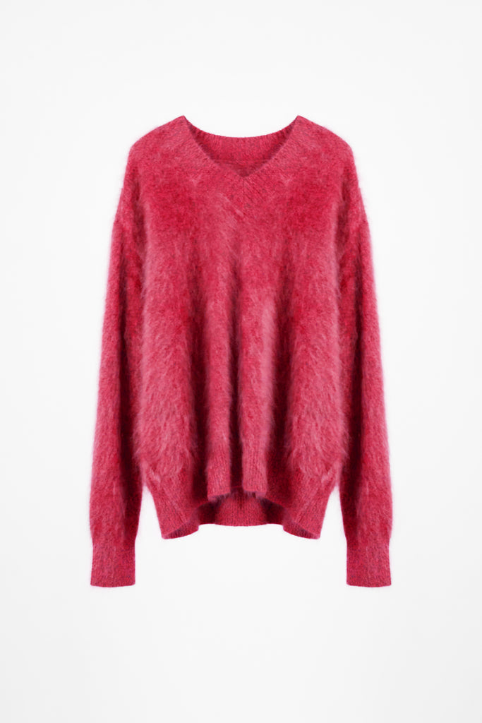 Ultrafine Brushed Cashmere V-Neck Sweater  Fibflx