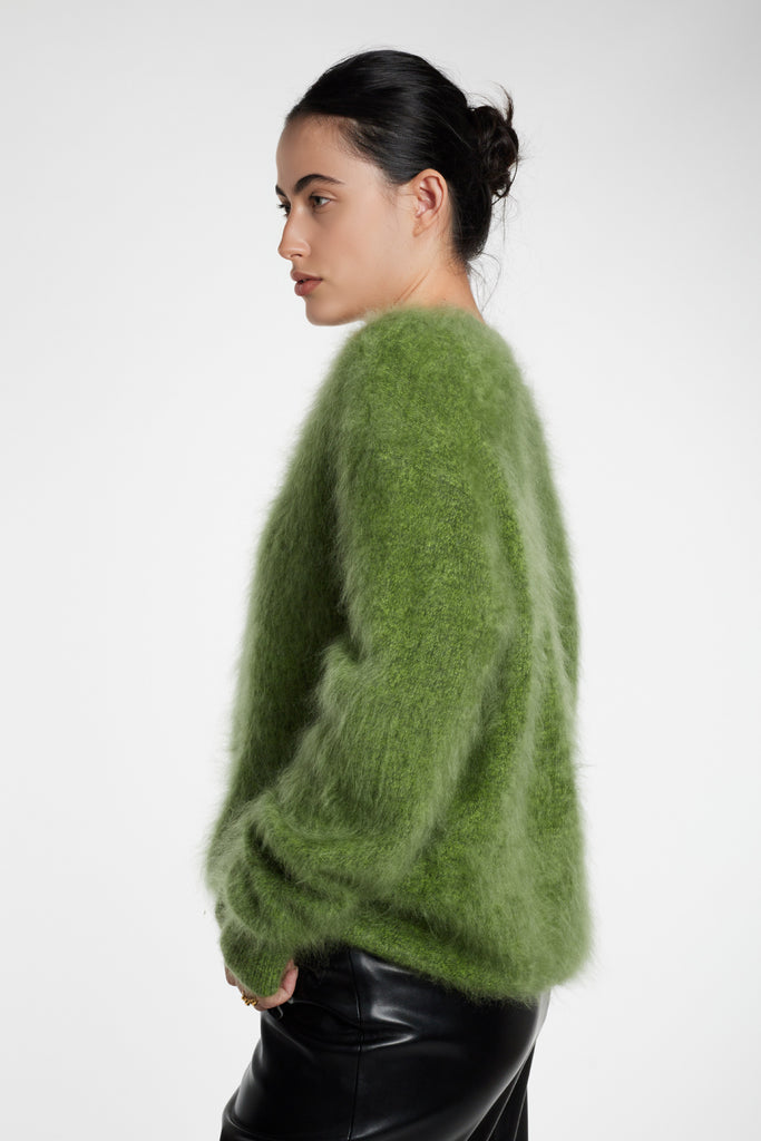 Ultrafine Brushed Cashmere V-Neck Sweater  Fibflx