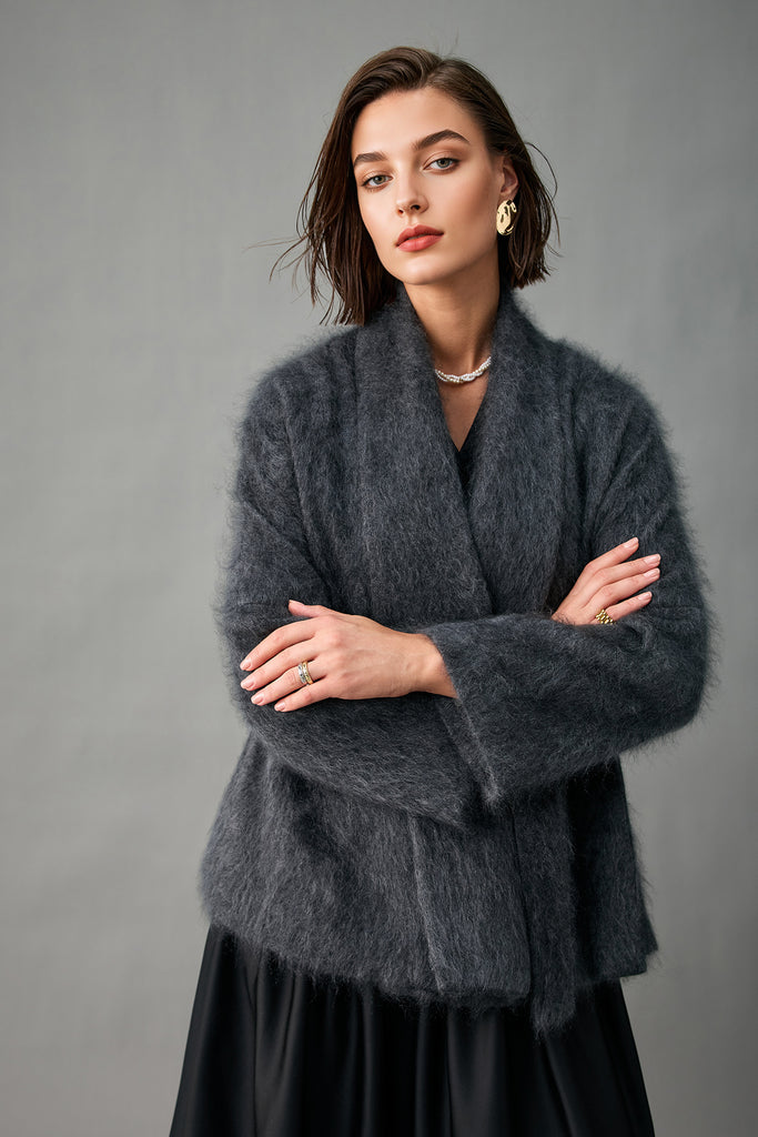 Ultrafine Handcrafted Bruhshed Cashmere Short Wrap Coat  Fibflx