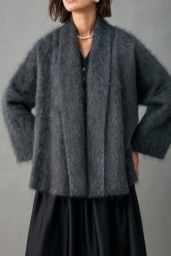 Ultrafine Handcrafted Bruhshed Cashmere Short Wrap Coat  Fibflx