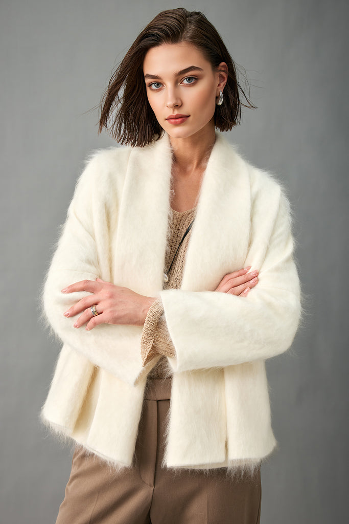 Ultrafine Handcrafted Bruhshed Cashmere Short Wrap Coat  Fibflx