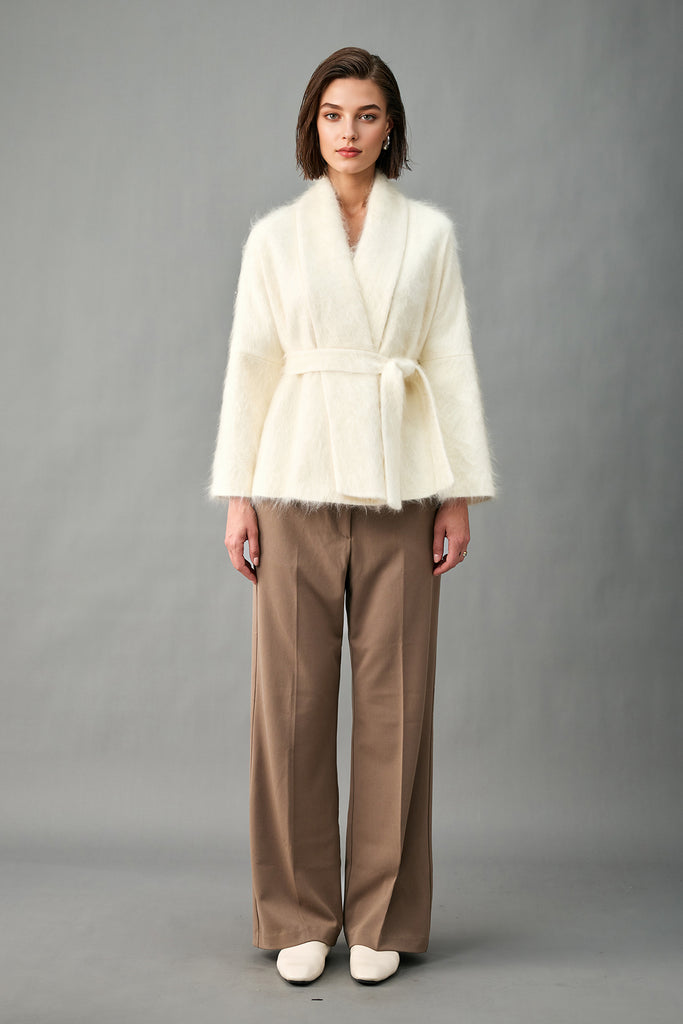 Ultrafine Handcrafted Bruhshed Cashmere Short Wrap Coat  Fibflx