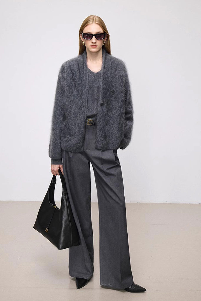 Ultrafine One-Button Brushed Cashmere Cardigan  Fibflx