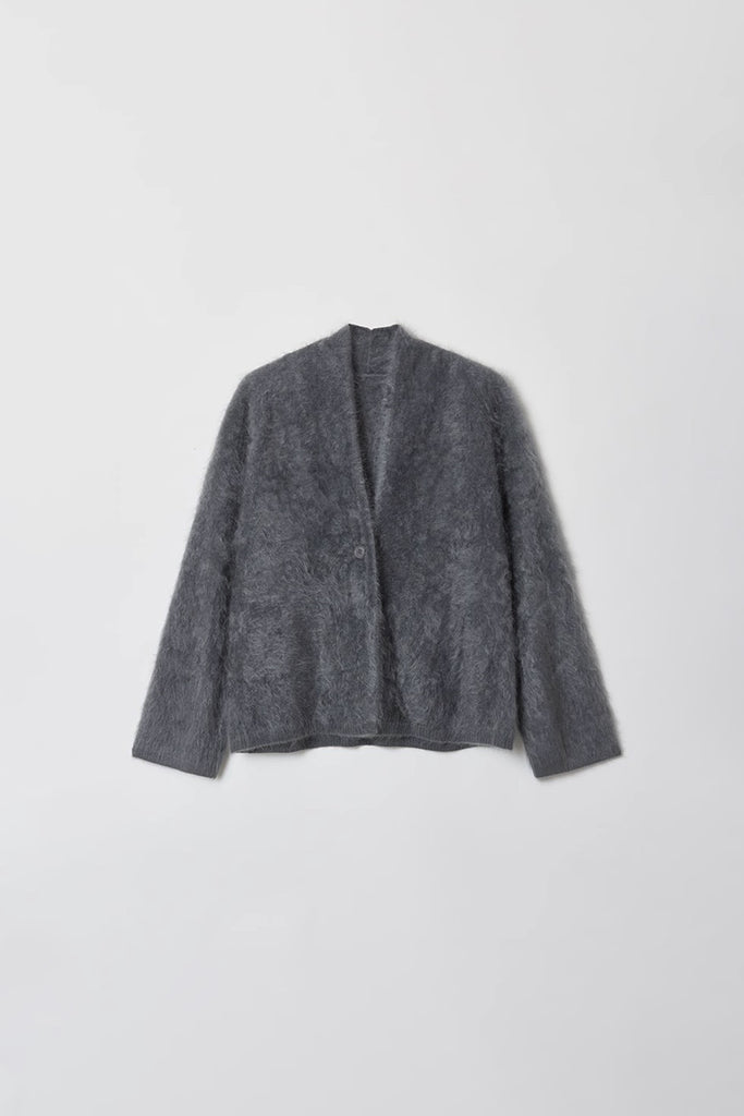 Ultrafine One-Button Brushed Cashmere Cardigan  Fibflx