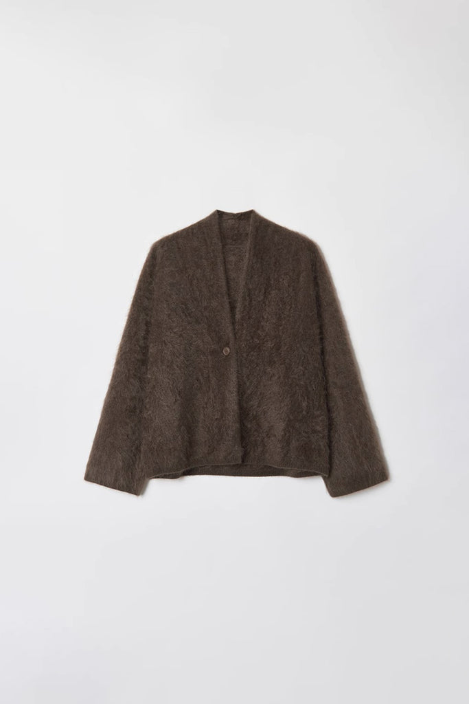 Ultrafine One-Button Brushed Cashmere Cardigan  Fibflx
