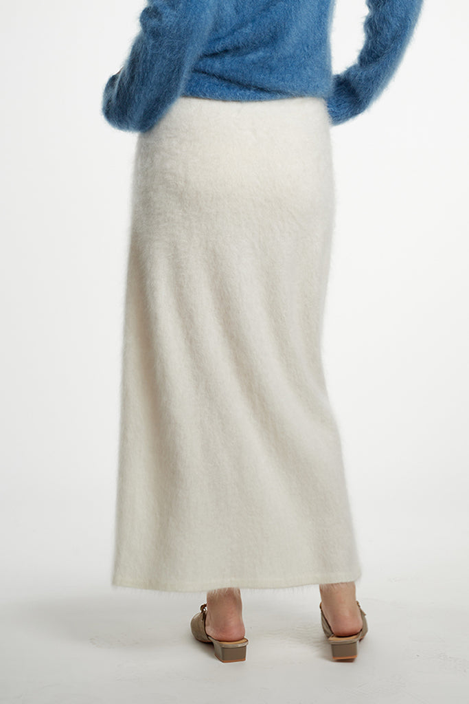 Ultrafine Seamless Brushed Cashmere Midi Sweater Skirt  Fibflx