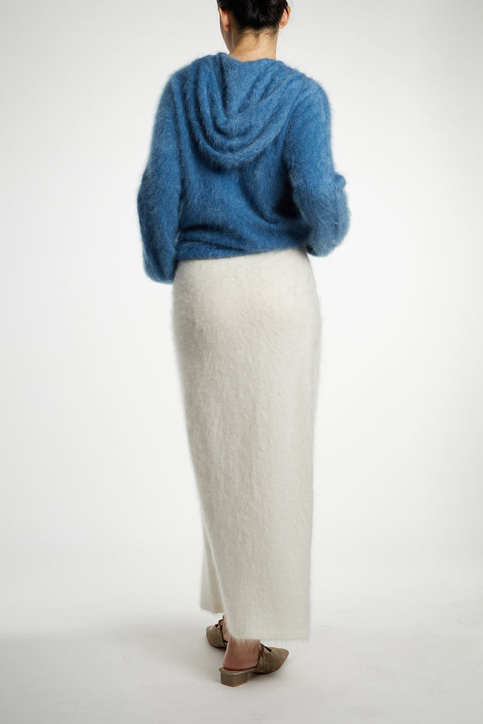 Ultrafine Seamless Brushed Cashmere Midi Sweater Skirt  Fibflx