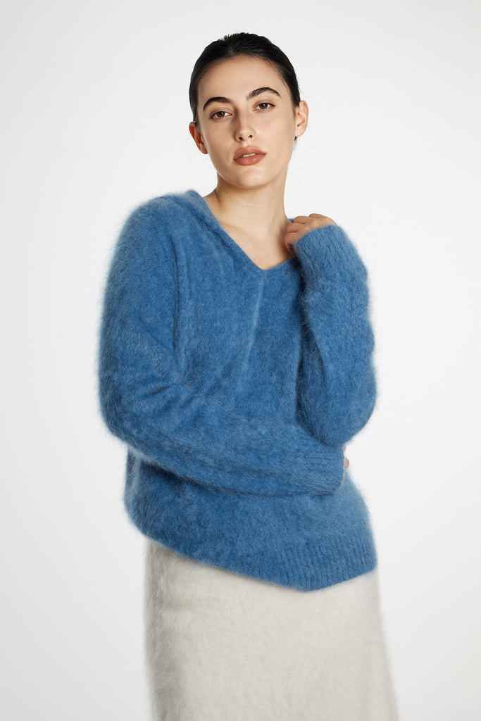 Ultrafine Seamless Brushed Cashmere Sweater Hoodie  Fibflx