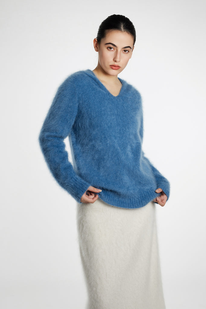 Ultrafine Seamless Brushed Cashmere Sweater Hoodie  Fibflx