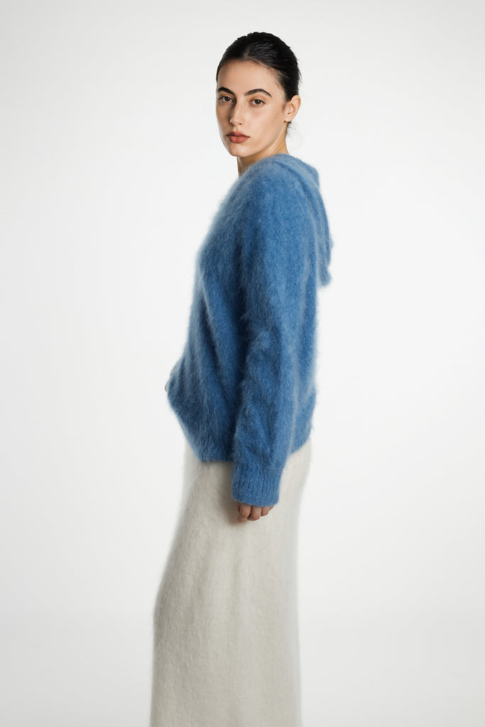 Ultrafine Seamless Brushed Cashmere Sweater Hoodie  Fibflx