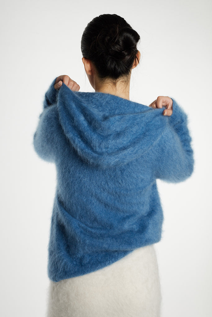 Ultrafine Seamless Brushed Cashmere Sweater Hoodie  Fibflx