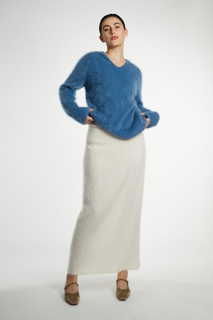 Ultrafine Seamless Brushed Cashmere Sweater Hoodie  Fibflx