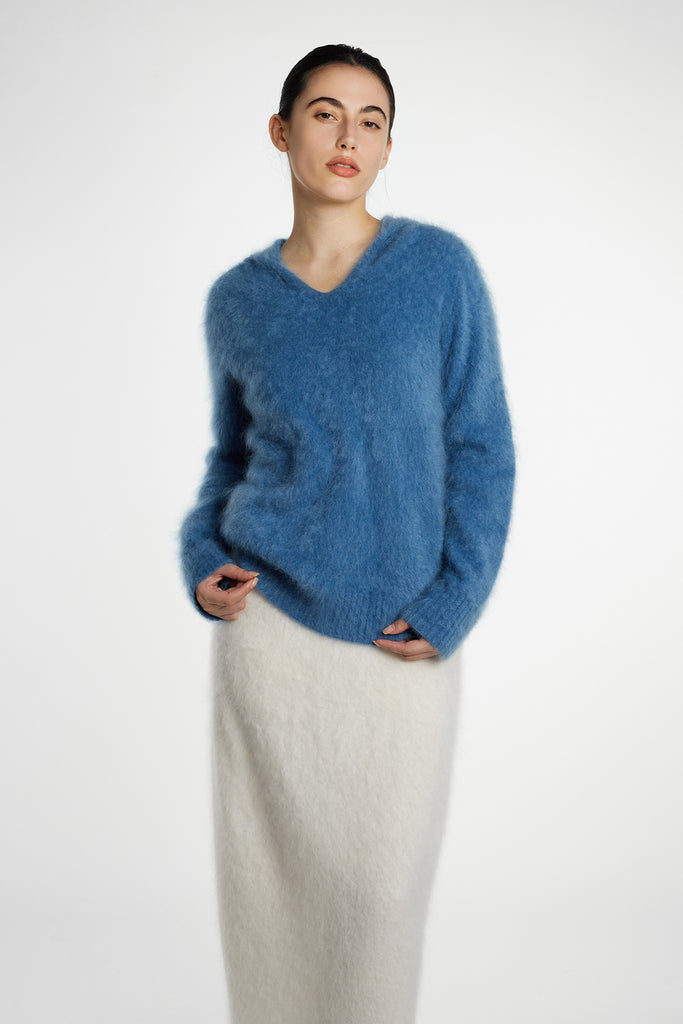 Ultrafine Seamless Brushed Cashmere Sweater Hoodie  Fibflx