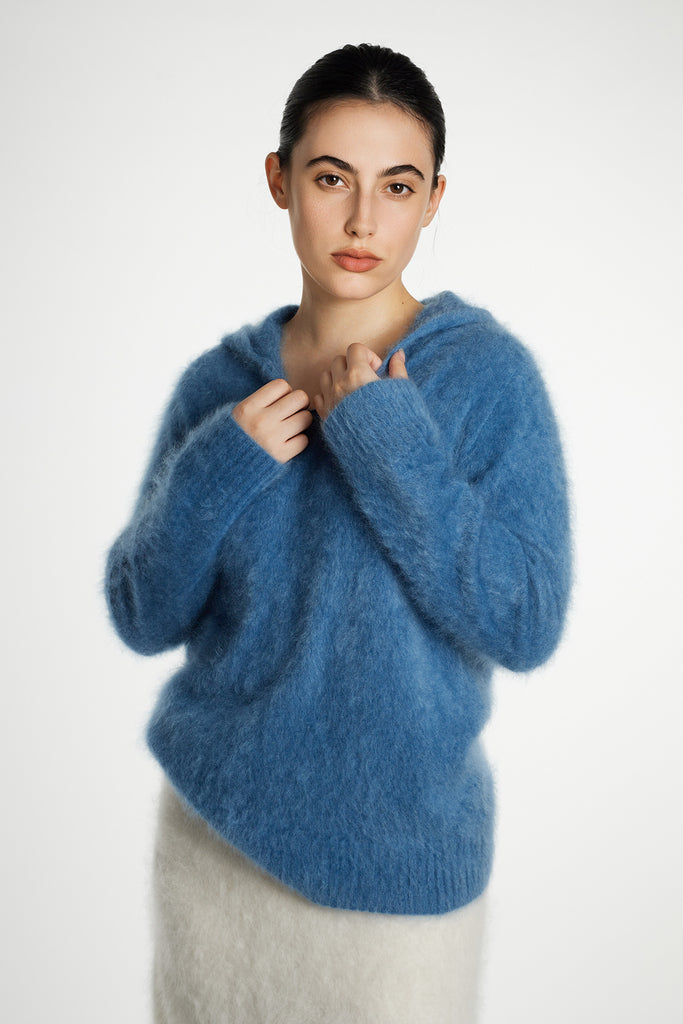 Ultrafine Seamless Brushed Cashmere Sweater Hoodie  Fibflx