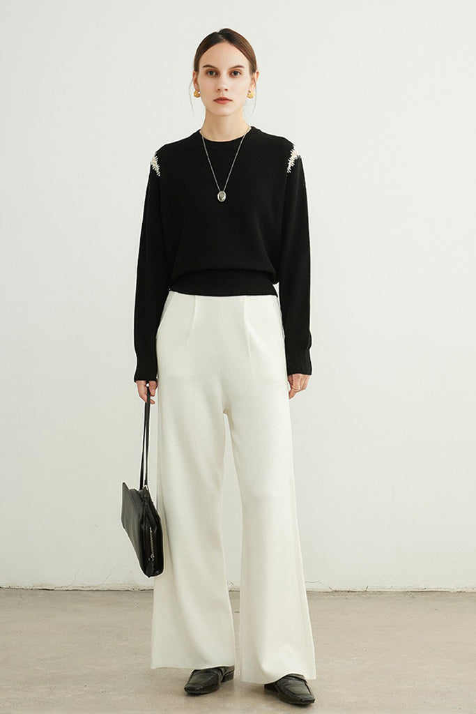 Ultrafine Wool Blend Patchwork Pullover Sweater  Fibflx