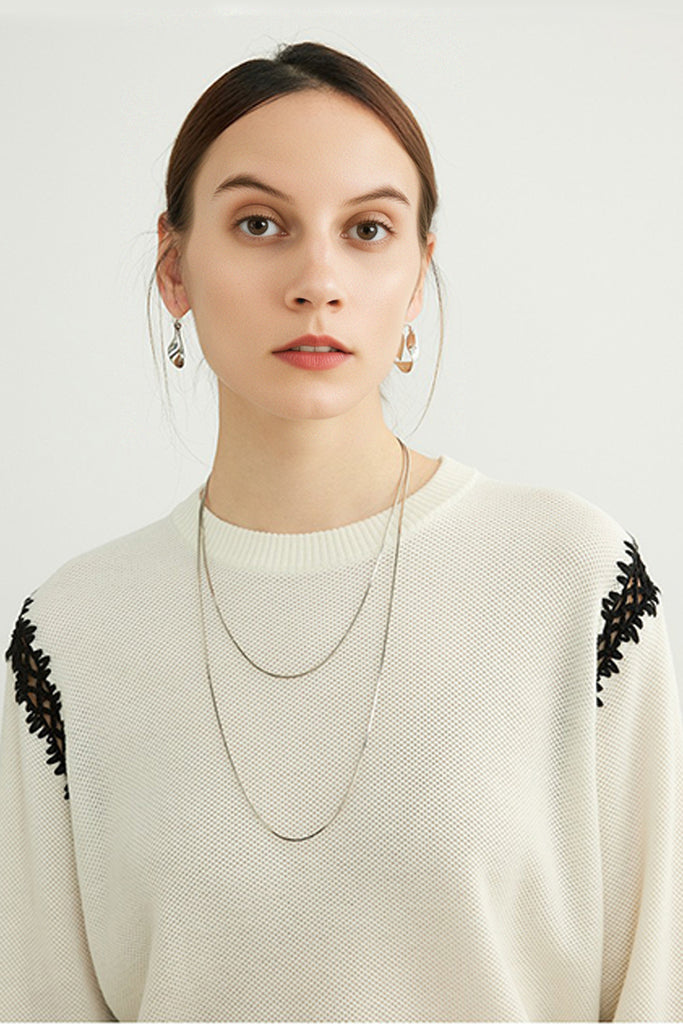 Ultrafine Wool Blend Patchwork Pullover Sweater  Fibflx