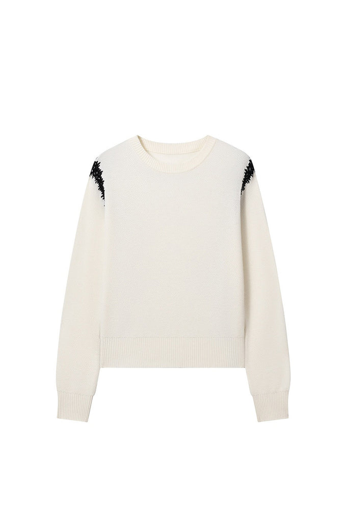 Ultrafine Wool Blend Patchwork Pullover Sweater  Fibflx