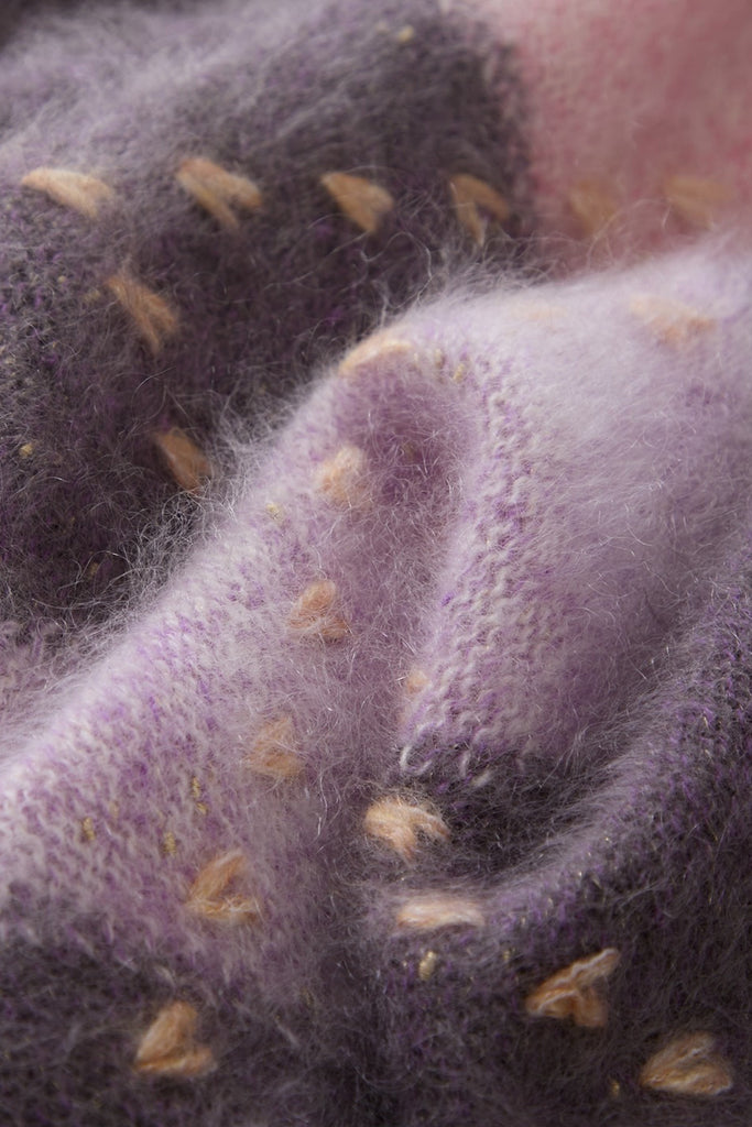 Ultrasoft Brushed Cashmere Hand-Embroidered Argyle Sweater  Fibflx